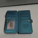 Defencase Compatible with iPhone 17 Case Wallet with RFID Blocking Card Holder for Women and Men, Fashion PU Leather Magnetic Snap Flip Zipper Strap Wallet Phone Case for iPhone 17 6.3", Blue Green