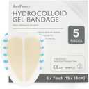 LotFancy Sacral Hydrocolloid Dressing, 6x7, Pack of 5, Sterile Thin Bordered Hydrocolloid Bandages, FSA HSA Eligible, Sacrum Wound Gel Patches for Fast Healing, Water-Resistant, Individually Packed