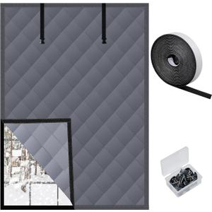 3 Layer 47x63in Thermal Insulated Window Cover for Winter,Roll-Up Insulated Window Blanket with Hook & Loop,Windows Insulation Kit for Bedroom Attic RV to Keep Winter Warm