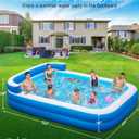 Large Inflatable Swimming Pool - 120" x 85" x 26" Blow Up Pool for Adults and Kids with Seat & Air Pump, for Backyard Lawn Indoor Outdoor Use