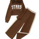 Girls' Clothing Set Crop Top Letter Hoodie Sweatpants Fall Winter Outfits Tween Girl Trendy Clothes Activewear, Size 11