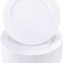 I00000 50 Pcs White Plastic Dessert Plates, 7.5 inch Disposable Salad Plates, Premium Appetizer Plates for Party, White Plastic Plates for Wedding