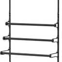 Canyave Over The Door Hooks Metal Vertical Coat Hanger for Hanging Bags and Towels - Hat Rack With 3 Hooks for Bathroom Behind Back of Door, Black, 50 cm