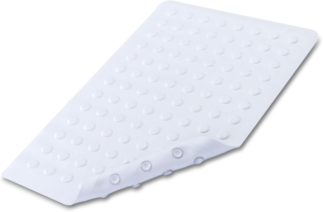 SlipX Solutions White Rubber Bath Safety Mat Provides Essential Coverage & Reliable Slip-Resistance in Tubs & Showers (14 x 22 Inch, 100 Suction Cups, Machine Washable)