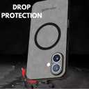 3 x SU - iPhone 16 Premium Gray Suede Magnetic Case - SU.Shield Slim & Protective Design, Compatible with MagSafe, Wireless Charging Suede Phone Case for iPhone 16 (6.1") (Dark Grey (Suede))