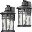 Darkaway Outdoor Porch Lights Wall Mount, Outside Light Fixtures Sconces Wall Lighting with Water Ripple Glass Waterproof Exterior Lights for Patio Yard House Hallway Doorway Garage (2Pack-Medium)
