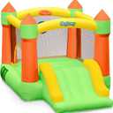 Outfunny Indoor Bounce House with Slide, Inflatable Bouncy House for Kids 3-8, Bounce Area 6'x6', Capacity 300 lb - Green
