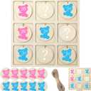 Geetery Gender Reveal Table Board Game Wooden Gender Reveal Board with 10 Game Chips 1 Twine and 1 Support Easel Funny Baby Shower Ideas for Boy or Girl Party Supplies Baby Table Decor(Bear)