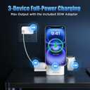 3 in 1 Wireless Charging Station for iPhone 17/16/15/14/13/12 Pro Max, Qi 2 Certified 15W Fast Magnetic Charger Stand for Magsafe Phone, AirPods, Smart Watch (White Color)
