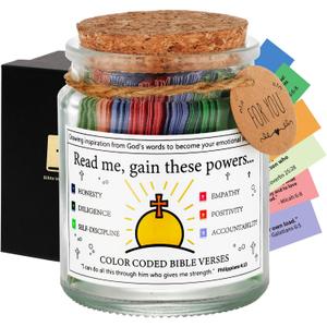 Inspirational Bible Verse Jar for Kids Teen Men Women,First Communion Gifts for Girls Boys,Cultivating Virtues from Bible Verses,Biblical Christian Gifts for Women Men Mom Sister Daughter Son Friend