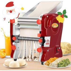 Newhai Commercial Electric Pasta Maker, Automatic Noodle Machine, 2-in-1 Heavy Duty Dough Roller Pressing Machine, with 2mm/6mm Blade, 550W Stainless Steel (with a 2mm/6mm dual use blade)