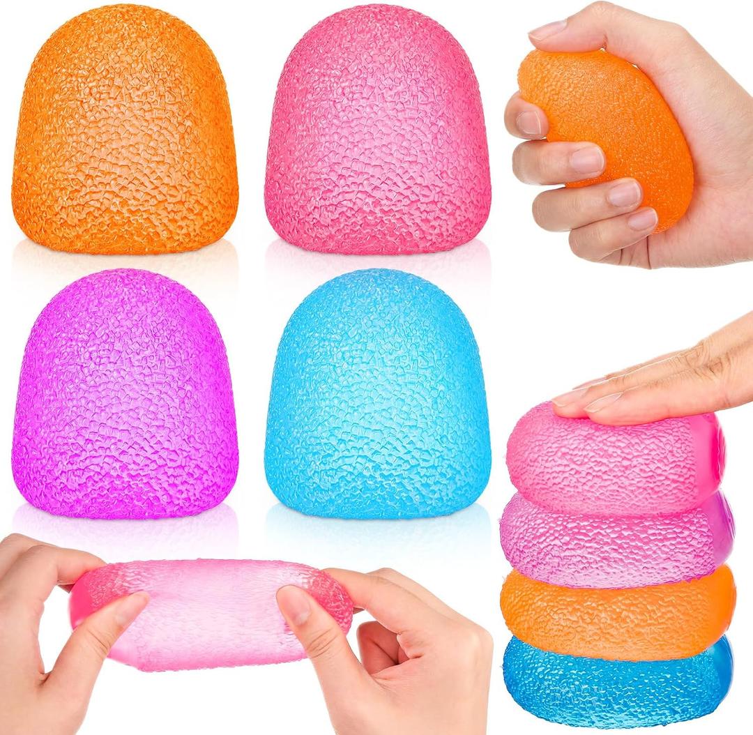 4 Pcs Gummy Squeeze Gumdrop Fidget Gift,Malt Sugar Gumdrop, Adult Cute Sensory Fidget Autism Stress Ball for Anxiety Stress Relief Thing ADHD Office Mental Health Gifts Prizes Party Favors