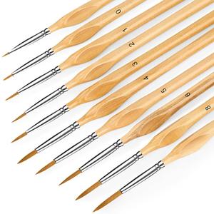 Miniature Paint Brushes, 10PC Fine Detail Paint Brush Set, Small Painting Brushes for Art, Crafts, Acrylic, Watercolor, Oil, Model, Face, Paint by Number, Figurine-Wood