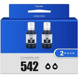 Topcolor 542 Ink Refill Bottle Black ET-5850 ET-5150 ET-5170 ET-16650 Replacement for 542 Ink Refill Bottles Work with ET-5850 ET-5150 ET-5170 ET-5800 ET-5880 ET-16650 ET-16600 ET-5180