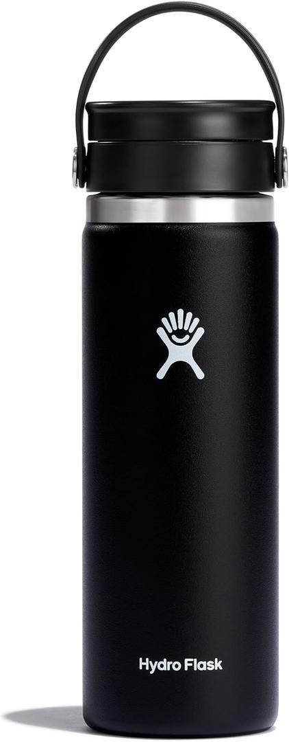 Hydro Flask Wide Mouth Bottle with Flex Sip Lid - Insulated Water Bottle Travel Cup Coffee Mug Black 20 oz