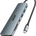 Acer USB C Hub, 7 in 1 Multi-Port Adapter for Laptop, 4K, HDMI Splitter with 2 USB A 3.1 & Type-C to HDMI Data Port, PD 100W Charging, SD Card Reader for Computer, Desktop, Space Grey