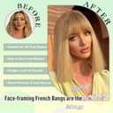 AISI QUEENS Bangs Hair Clip in Bangs Real Human Hair Extensions Fake Bangs Fringe with Temples French Bangs Hair Extensions for Women Clip Curved Bangs for Daily Wear (French Bangs,Medium Brown)