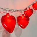 PASUTO Red Heart String Lights, 8.5Ft Valentines Day Decorations Light with 10 LED Red Heart Lights, Connectable Romantic Fairy Light for Wedding Valentine's Day Anniversary Indoor Party Decor