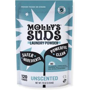Molly's Suds Original Laundry Detergent Powder | Clean Laundry Detergent Powder for Sensitive Skin | Simple, Effective Ingredients, Stain Fighting | 120 Loads (Unscented)