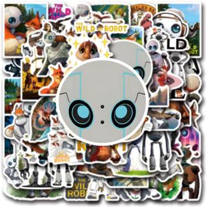 2 x 54pcs The Wild Robot Stickers for Water Bottles,Cute Cartoon Robots Movie Stickers Funny Vinyl Waterproof Decals for Teens Laptop Skateboard Bumper Suitcase Motorcycle