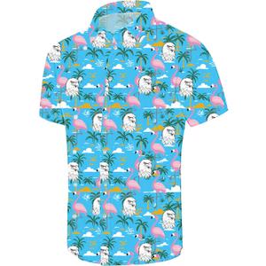 Demoking Vintage Shirts for Men Tie Dye Hippie Funny Hawaiian Shirt Button Down Shirts (Blue, XXL)