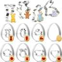 Cookie Cutters Set, 12PCS Stainless Steel Baking Molds with Bunny Egg Carrot Flower Shapes, Spring Cookie Cutter Set for Cookies, Biscuit, Fondant, Baking Supplies
