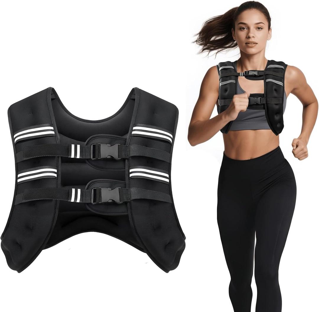 Ragebby Weighted Vest, 12lb for Men, Women with Reflective Stripe, Weight Vests Adjustable for Workout, Strength Training, Running, Fitness, Muscle Building, Weight Loss clearance (Black)