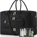 Travel Duffle Bag, Wide Open Large Weekender Bag for Women with Shoe Compartment, Carry on Overnight Bags with Toiletry Bag, Hospital Bag for Women Labor Delivery with Wet Pocket (Black) (45L)