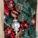 Valery Madelyn 24'' Pre-Lit Christmas Wreath for Front Door with Light, Collapsible Lighted Outdoor Christmas Wreath with Red Gold Xmas Balls for Home Porch Fireplace Window Holiday Wall Decor