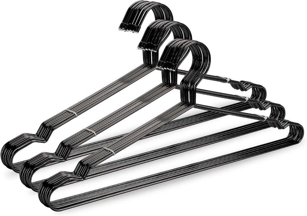 17.7" Strong Metal Wire Clothes Hangers, Coat Hanger Rack, Standard Suit Hangers, Metal Shirt Dress Hanger, 30 Pack, Black