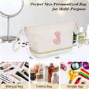 Makeup Bag for Girls Gift, Personalized Graduation Gifts Initial Women Makeup Bag for Travel, Teacher Appreciation Gifts Preppy Make up Bag Cosmetic Bag 18th Birthday Gifts for Teen Girl Trendy - E