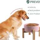 Pink Raised/Elevated Ceramic Dog Bowl for Small Medium Sized Breeds,Dog Food Water Bowl with Stand,6 in Non Slip Heavy Pet Feeding Dish 3.6 Cups/ 850 ml /28 OZ