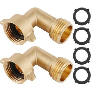 90-Degree Hose Elbow For RVs  Solid Brass Construction, Features Convenient Easy Grip Connector,For RV Water Hoses, Residential Outdoor Faucets, & More  2-Pack