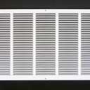 HVAC Premium 26'' x 14'' [Duct Opening] Flat Stamped Steel Return Air Grille - Sidewall and Ceiling - HVAC Vent Duct Cover - White [Outer Dimensions: 27.75''w X 15.75''h]