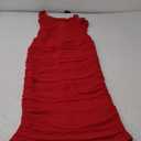 BEAGIMEG Women's Sexy Bodycon Sleeveless Ruched Mesh Club Party Midi Dress (Medium, Red)