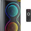 JYX Karaoke Machine for Adults, Big Bluetooth Party Speaker with LED Disco Light, Support TWS/USB/AUX/TF Card Input, Perfect for Outdoor, Home, Stage Subwoofers