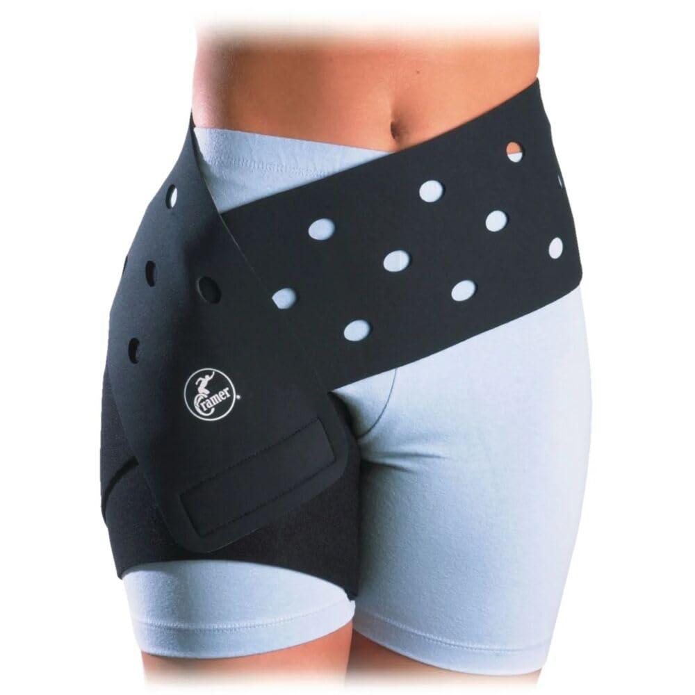 Cramer Groin Hip Spica Support For Groin Strain, Groin Sprain, Hip Replacement, Sporting & Hip Flexor Injuries, Sciatica Nerve Ache Relief, Adjustable Neoprene Compression Wrap, Injury Recovery, Black (Black)