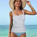 ZAFUL Tankini Swimsuits for Women Tummy Control High Waisted Twist Front Ruched Two Piece Bathing Suit (XXL)