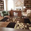 DweIke Washable 4x6 Area Rugs for Living Room, Soft Geometric Floral Bedroom Rug, Stain Resistant and Non-Slip Modern Throw Carpets for Office Dining Room Home Dorm Decor, Coffee
