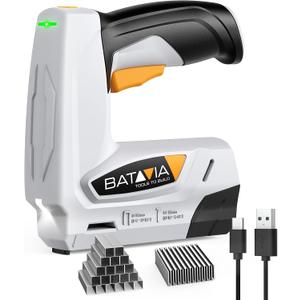 BATAVIA Electric Staple Gun, 2-in-1 Cordless T50 Stapler & Brad Nailer with 2000PCS Staples and Nails, 2000mAh Battery Powered, 4V Electric Stapler for Upholstery, Wood, DIY, Home Improvement
