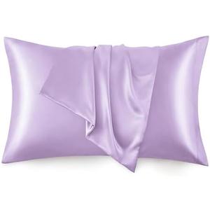 Love's cabin Satin Pillowcase for Hair and Skin, Similar to Silk Pillow Cases for Women, Pillow Case Queen Size Set of 2, Satin Cooling Pillow Cover with Envelope Closure, 20x30 Inches, Light Purple