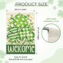 St Patricks Garden Flag, 28x40 Inch St Patricks Flag, Welcome Yard Flag with Shamrocks Clovers for Outdoor Porch Decorations (Green)