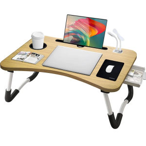 Laptop Desk,Lap Desk, Foldable Desk Bed Tray, Lap Desk for Bed with USB Charge Port/Cup Holder/Storage Drawer for Multi-Function Notebook Stand for Working,Reading