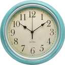 Retro Wall Clock 12 Inch Non-Ticking Silent Vintage Rustic Style Round Decor Clock Blue Battery Operated Classic Wall Clocks for Home/Hotel/Kitchen/Living Room/Bedroom