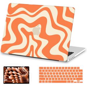 AKIT Compatible with MacBook Pro 14 inch Case 2026-2021 M5-M1 Pro/Max A3427 A3426 A3434 A3112 A3185 A3401 A2918 A2992 A2779 A2442, Unique Pattern Protective Hard Shell Laptop Case Cover, Orange Wave