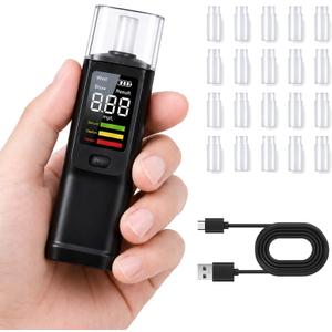 Breathalyzer, Digital Breathalyzer with LED Indicator, Alcohol breathalyzer tester Professional-Accuracy, Digital Alcohol portable breathalyzer for Home Type-C Charging Travel Use 20 Mouthpieces