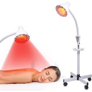 LHCYLDQ Infrared Light,275W Red Near Infrared Heat Lamp for Relieve Joint Pain and Muscle Aches,Adjustable Red Light Standing Lamp Set(White)