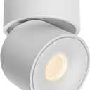 Aisilan LED Indoor White Ceiling Spot Light 7W Surface Mounted Light Fixture with 360 Pivoting Spotlight, Dimmable Warm White 3000K CRI 97+ for Living Room Bedroom (White 1 Pcs)