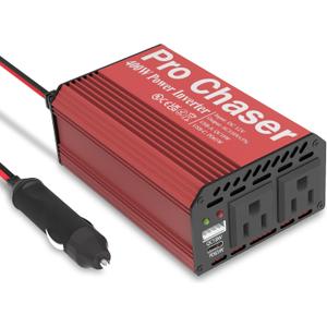 Pro Chaser 400W Power Inverters for Vehicles - DC 12v to 110v AC Car Inverter Converter, USB-A, PD 65W USB-C Ports, Dual AC Adapter for Air Compressor Laptops