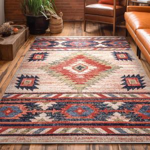 Well Woven Tulsa Lea Cream Traditional Southwestern Tribal 5x7 (5'3" x 7'3") Area Rug